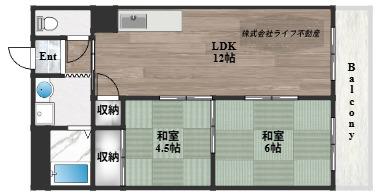 高井田ランプハウス(2LDK/4階)の間取り写真