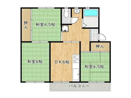 浅香山6号棟(3DK/3階)の間取り写真