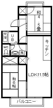 サンライズ加納 B棟(2LDK/2階)の間取り写真
