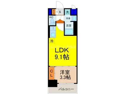 CREST TAPP大曽根II(1LDK/3階)の間取り写真