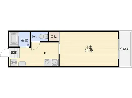 ホープハウス2(1K/1階)の間取り写真