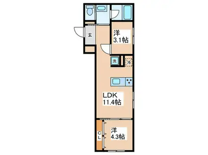 LE REPOS 豊玉(2LDK/1階)の間取り写真