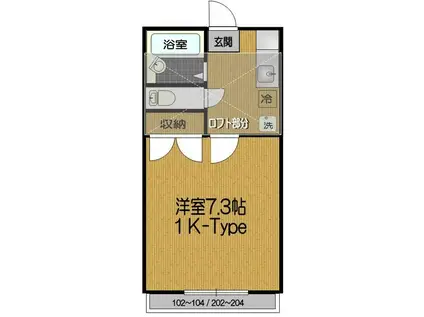 メゾンシンワ(1K/2階)の間取り写真