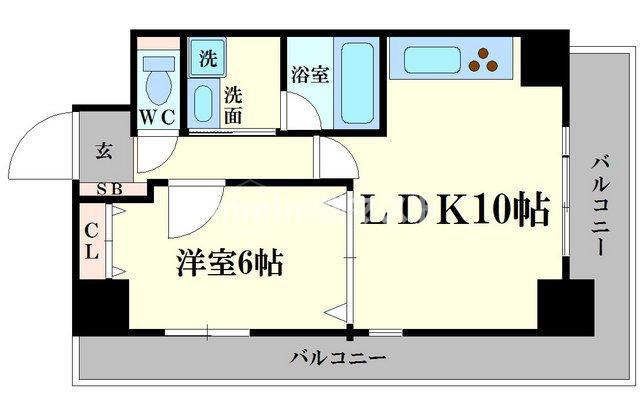 リーガル南船場(1LDK/7階)の間取り写真