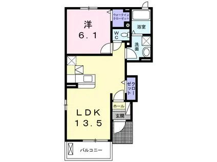 サンライズ・ビレッジA(1LDK/1階)の間取り写真