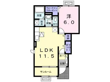 グレイスヒルズ(1LDK/1階)の間取り写真