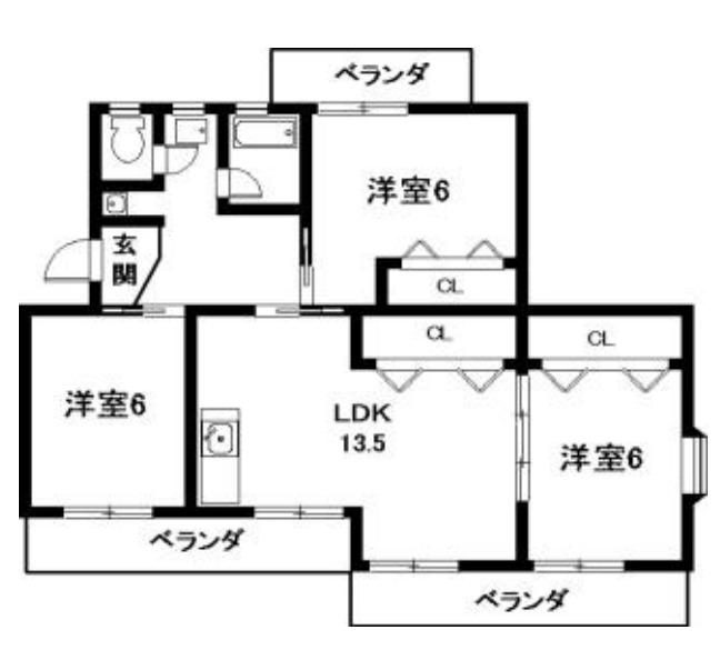 シャトー南(3LDK/3階)の間取り写真