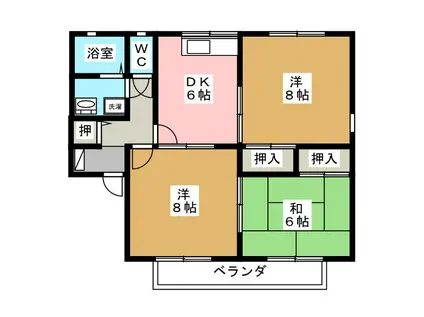パストラル大塚C棟(3DK/1階)の間取り写真