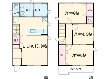 カルテット(3LDK/1階)の間取り写真