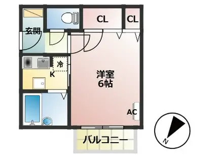ラフィーナエム(1K/2階)の間取り写真