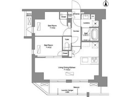 BRILLIA IST 新御徒町(2LDK/12階)の間取り写真