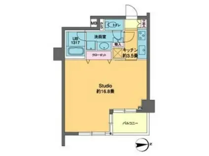 カスタリア高輪(1K/5階)の間取り写真