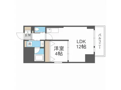 VINOプレジオ本町(1DK/13階)の間取り写真