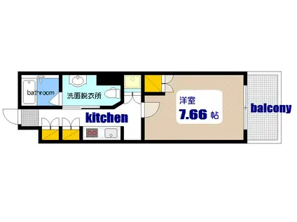 ジェイシティ八丁堀(1K/7階)の間取り写真