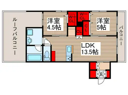 フランメゾン武蔵浦和(2LDK/2階)の間取り写真