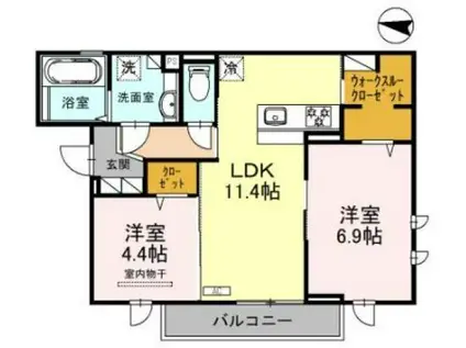 グラッドI(2LDK/3階)の間取り写真