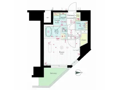 スカイコートプライム亀戸(1K/2階)の間取り写真