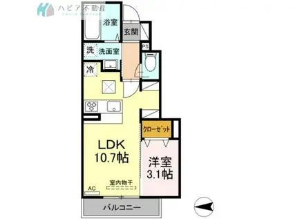 ディアコート(1LDK/1階)の間取り写真