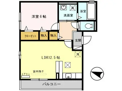 エル プエンテII(1LDK/2階)の間取り写真
