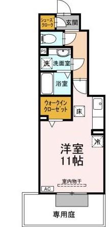 ボンジュール本陣(ワンルーム/1階)の間取り写真