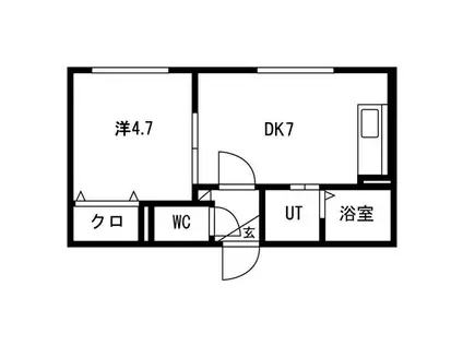 VIVERE平岸(1DK/4階)の間取り写真