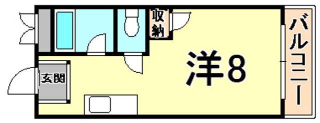 ローゼンハイツⅡ(ワンルーム/3階)の間取り写真
