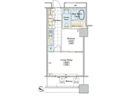 レジディアタワー上池袋(1LDK/4階)の間取り写真