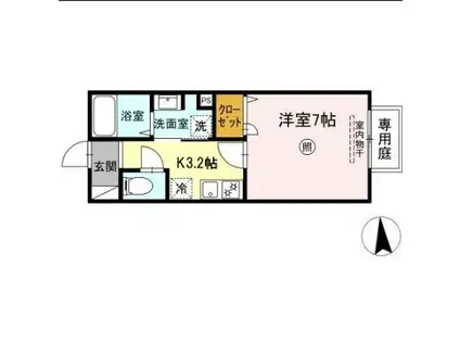 CARO(1K/1階)の間取り写真