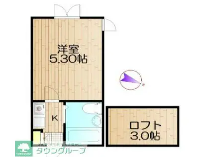 ロマーヌ上尾第1(1K/3階)の間取り写真