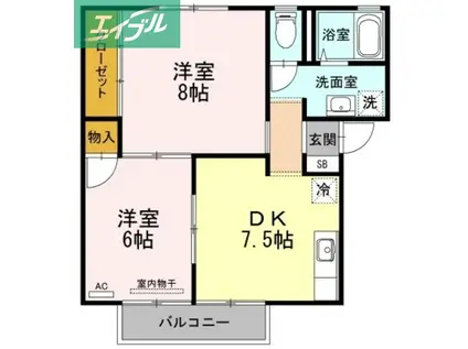 ビューラーT・K B棟(2DK/2階)の間取り写真