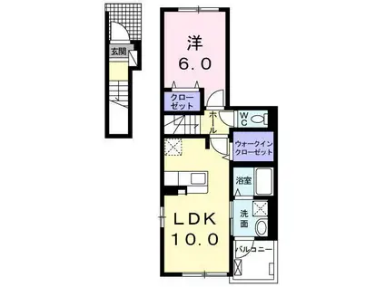 カーサ ヒラソル(1LDK/2階)の間取り写真