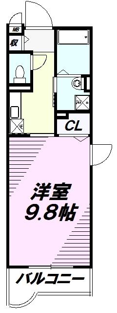 リバーストーンIII(1K/2階)の間取り写真