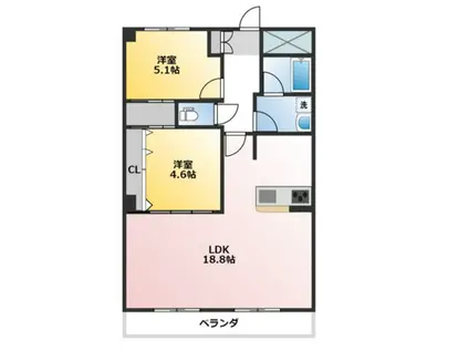 ブルーム山之手(2LDK/3階)の間取り写真