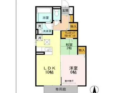 カーミー・芳川(1SLDK/1階)の間取り写真