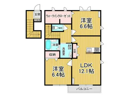 ドルチェコートC棟(2LDK/2階)の間取り写真