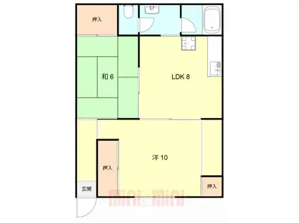 チャンピオン兵庫ビル(2LDK/1階)の間取り写真