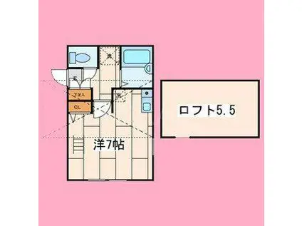 パームハウス(ワンルーム/2階)の間取り写真