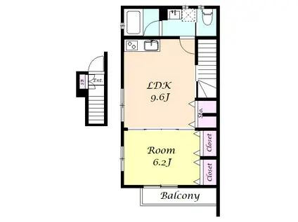 アローワン(1LDK/2階)の間取り写真