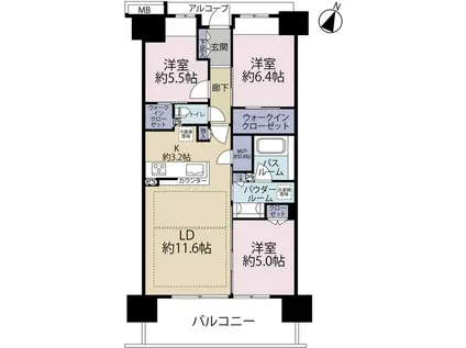 シティテラス神崎川駅前(3LDK/3階)の間取り写真