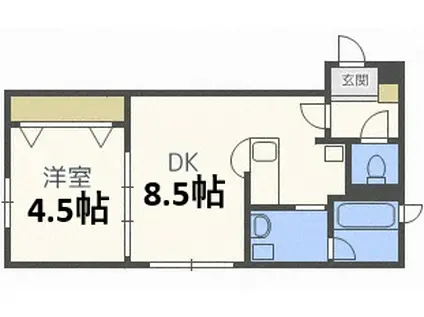 ルフォートK-II(1DK/3階)の間取り写真