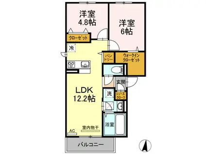 ノースエスペランサ平野(2LDK/3階)の間取り写真
