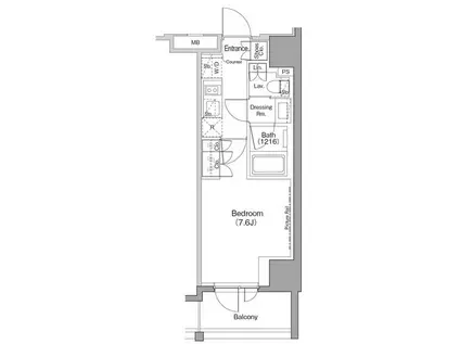 ザ・パークハビオ木場(1K/9階)の間取り写真