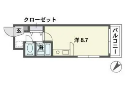 クレセール平和(ワンルーム/1階)の間取り写真