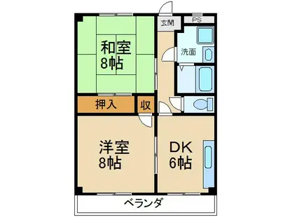 第2山本マンション(2DK/1階)の間取り写真