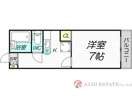 エレガンス箕面(1K/1階)の間取り写真