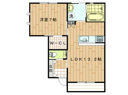 グランカーサS(1LDK/1階)の間取り写真