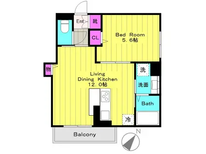 ブリリア イレブン(1LDK/2階)の間取り写真