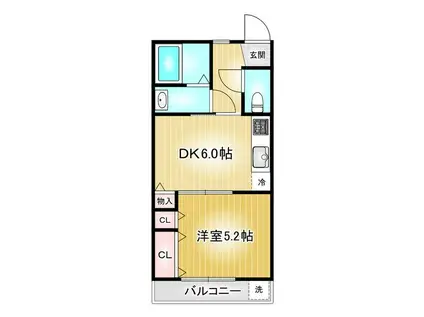 グランドマンション向陽(1DK/4階)の間取り写真