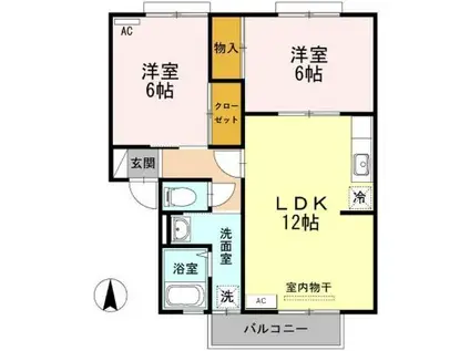 ビラ芳翆 A(2LDK/2階)の間取り写真