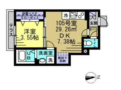 AJ南柏FIRST(1DK/1階)の間取り写真